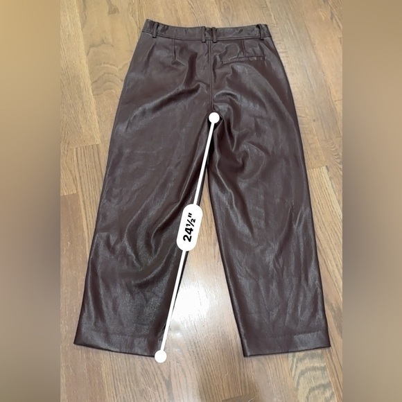 The Reset | R Label Slouchy Vegan Leather Trouser in Chocolate Burgundy Size S - Picture 11 of 17